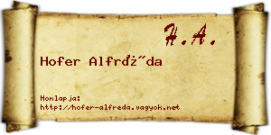 Hofer Alfréda névjegykártya